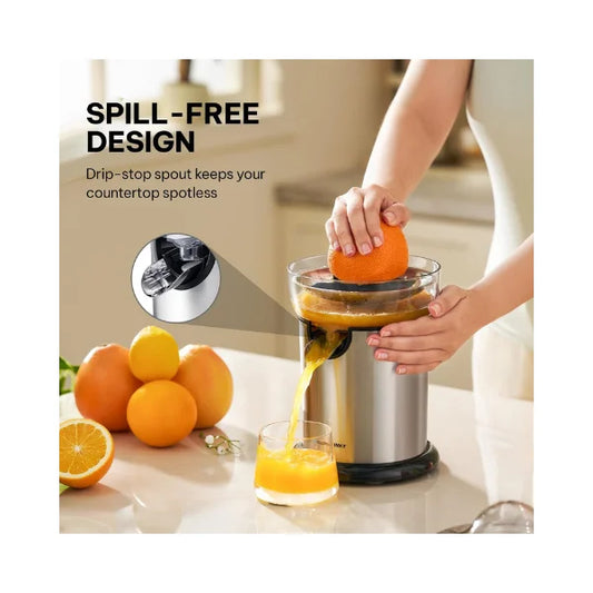 Blaupunkt Citrus Juicer 130W – Stainless Steel Body, Cone & Filter, Drip-Stop Spout, Easy Clean, Compact Design, Dust Cover Lid, Quick Juicing for Oranges & Lemons