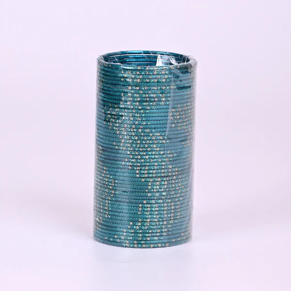 Glitter Bangles Set for Women – Traditional Stackable Bracelet Set, Lightweight Ethnic Jewelry for Wedding, Party & Festive Wear - Teal