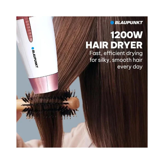 Blaupunkt Hair Dryer 1200W – 2 Heat, 1 Cool And 2 Speed Settings, Foldable Handle, Compact & Lightweight, Travel-Friendly Hair Dryer with Overheat Protection