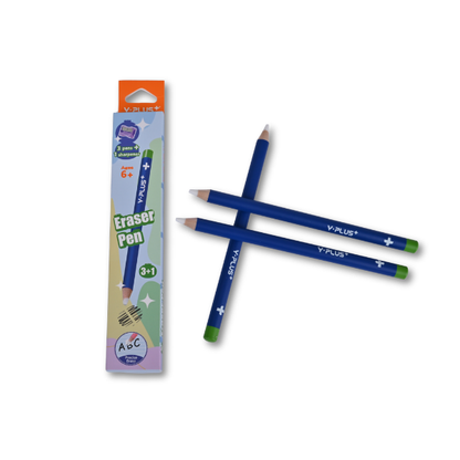 Y-PLUS+ Eraser Pen Set - 3 Pens & 1 Sharpener - Non-Toxic