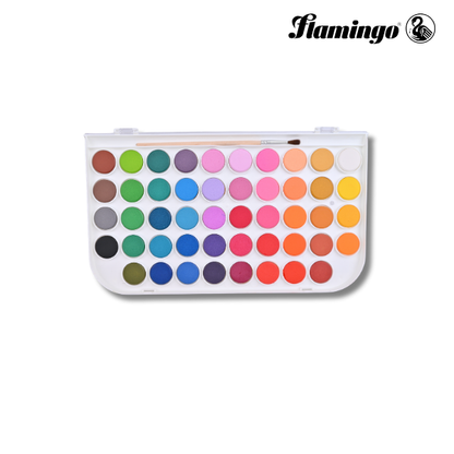 Flamingo Watercolor Paint Set – 48 Colors – With Mixing Palette & Brush