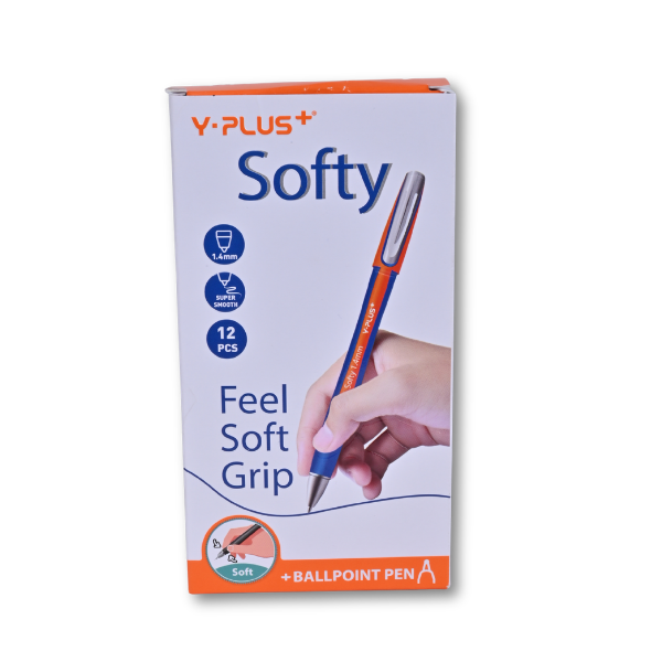 Y-PLUS+ Softy Ballpoint Pens - 1.4mm Super Smooth Writing - 12 Pcs