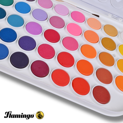 Flamingo Watercolor Paint Set – 48 Colors – With Mixing Palette & Brush