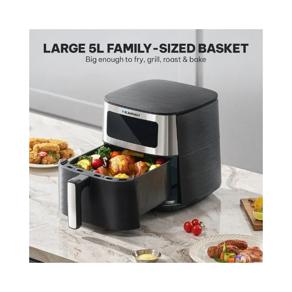 Blaupunkt Digital Air Fryer 1500W – 5L Large Capacity, 10 Preset Cooking Menus, Rapid Air Circulation, LED Display, Cool Touch Design, Low Oil Frying, Non-Stick Basket