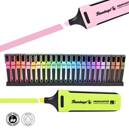 Flamingo Highlighters - 30 Assorted Colors - Quick-Drying & Non-Toxic