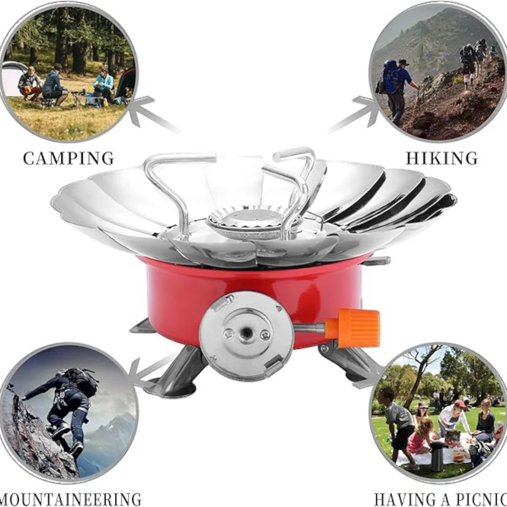 Mini Camping Stove – Windproof Foldable Portable Gas Burner for Outdoor Cooking, Survival, Backpacking, Hiking & Camping
