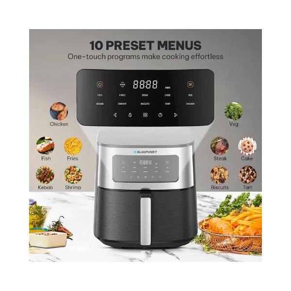 Blaupunkt Digital Air Fryer 1500W – 5L Large Capacity, 10 Preset Cooking Menus, Rapid Air Circulation, LED Display, Cool Touch Design, Low Oil Frying, Non-Stick Basket