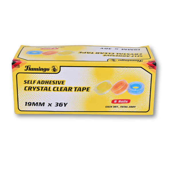 Flamingo Crystal Clear Tape - Self Adhesive - 19mm x 36 Yards
