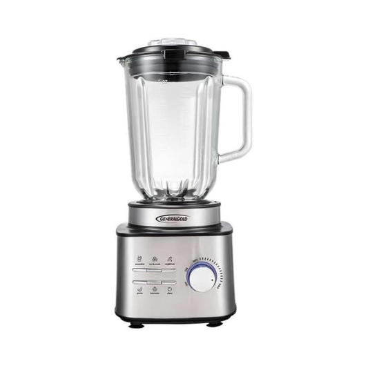 GeneralGold Table Blender 1800W,Stepless Speed Control, Pre-Programmed Modes, 1.5L Glass, 1.75L Plastic Jars, Stainless Steel Blade, Ice Crusher, Safety Lock