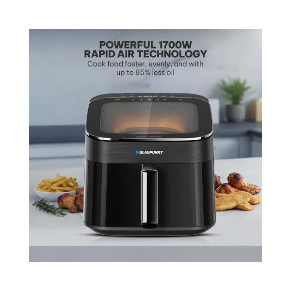 Blaupunkt Digital Air Fryer 1700W – Skylight Top Window, 6.5L Basket, 12 Preset Menus, LED Display, Rapid Air Circulation, Bladeless Fan, Cool-Touch Design, Easy to Clean, 2-Year Warranty