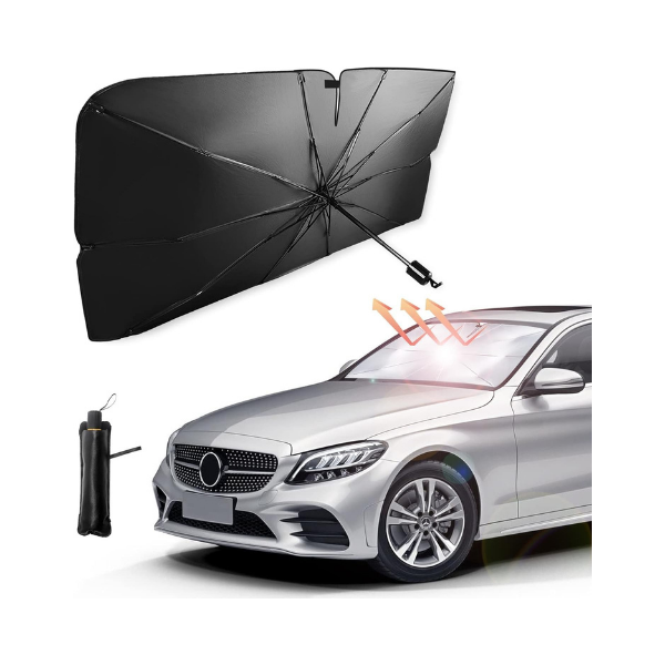 Car Windshield Sun Shade Umbrella,UV Sunshade Umbrella Windshield Block Cover,Foldable Sun Visor Windshields Sun Shade Cover for Most with Leather storage pocket 140 * 80cm
