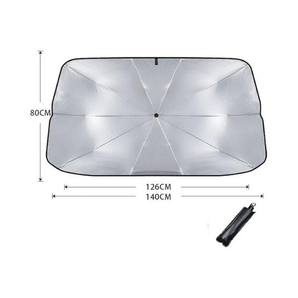 Car Windshield Sun Shade Umbrella,UV Sunshade Umbrella Windshield Block Cover,Foldable Sun Visor Windshields Sun Shade Cover for Most with Leather storage pocket 140 * 80cm