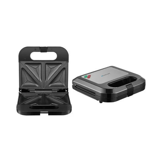 Blaupunkt 2-Slice Sandwich Maker 750W – Fixed Non-Stick Plates, Cool-Touch Body, Thermostat with Indicator Lights, Compact Design, PFOA-Free Coating, Stainless Steel Top, 2-Year Warranty