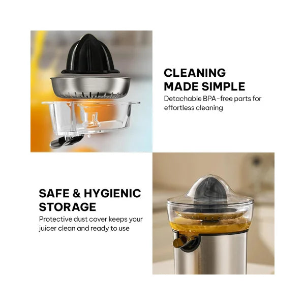 Blaupunkt Citrus Juicer 40W – 750ml Bowl, 2-Way Rotation, 2 Cones for All Citrus Fruits, Pulp Control, Easy Pour Spout, Dust Cover, Easy Clean, Cord Wrap, 2-Year Warranty