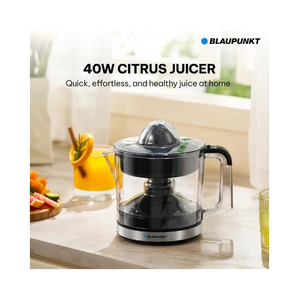 Blaupunkt Citrus Juicer 40W – 750ml Bowl, 2-Way Rotation, 2 Cones for All Citrus Fruits, Pulp Control, Easy Pour Spout, Dust Cover, Easy Clean, Cord Wrap, 2-Year Warranty
