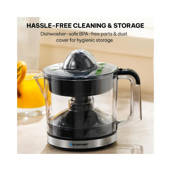 Blaupunkt Citrus Juicer 40W – 750ml Bowl, 2-Way Rotation, 2 Cones for All Citrus Fruits, Pulp Control, Easy Pour Spout, Dust Cover, Easy Clean, Cord Wrap, 2-Year Warranty