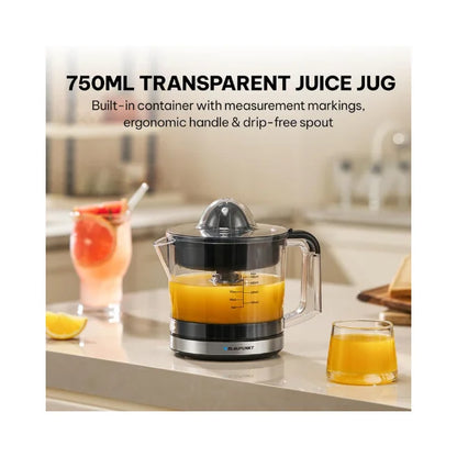 Blaupunkt Citrus Juicer 40W – 750ml Bowl, 2-Way Rotation, 2 Cones for All Citrus Fruits, Pulp Control, Easy Pour Spout, Dust Cover, Easy Clean, Cord Wrap, 2-Year Warranty