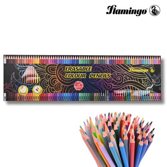 Flamingo Erasable Color Pencils - 72 Assorted Colors - Durable