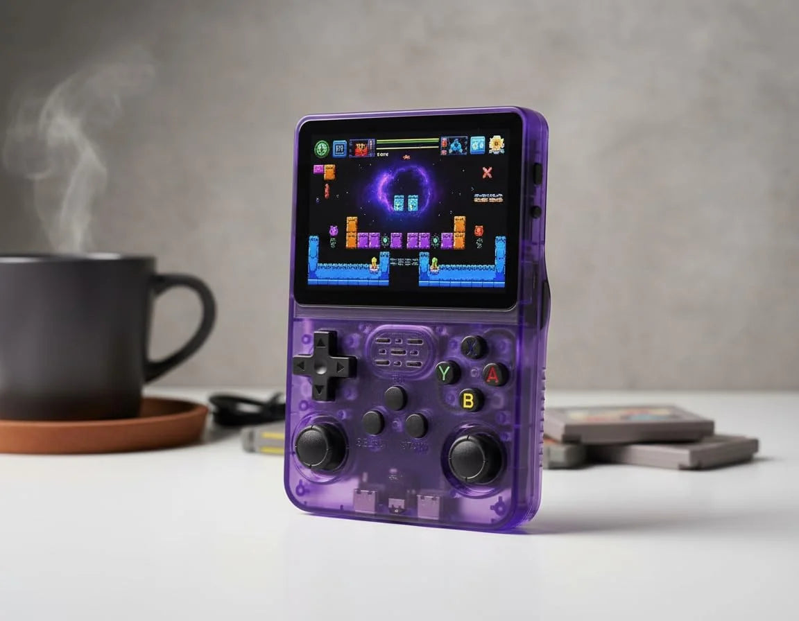 R36 Max Retro Handheld Game Console 4 Inch Full IPS Screen Built-in 18000+ Games Open Source Linux System & 64GB Memory Card Video Games 30+ Simulator Platform 4000mAh Battery