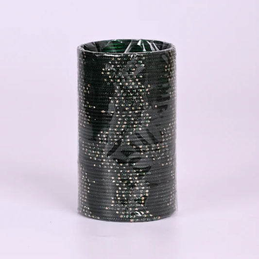 Glitter Bangles Set for Women – Traditional Stackable Bracelet Set, Lightweight Ethnic Jewelry for Wedding, Party & Festive Wear - Dark green