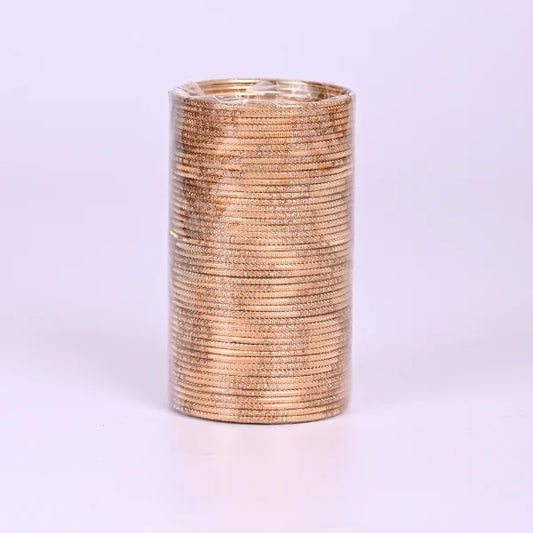 Glitter Bangles Set for Women – Traditional Stackable Bracelet Set, Lightweight Ethnic Jewelry for Wedding, Party & Festive Wear - golden