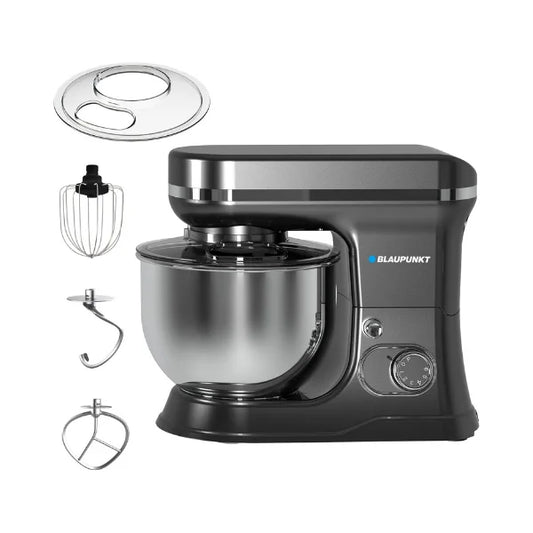 Blaupunkt Stand Mixer 1000W – 6-Speed with Pulse, 5L Stainless Steel Bowl, Dough Hook, Beater, Whisk, Metal Gear, Planetary Mixing, Splash Guard, Tilt Head, 2-Year Warranty