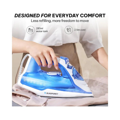 Blaupunkt Steam Iron 2400W – Ceramic Soleplate, Vertical & Burst Steam, Anti-Drip, Anti-Calc, Self-Cleaning, Auto Shut-Off, 280ml Tank, Stylish Design, 2-Year Warranty