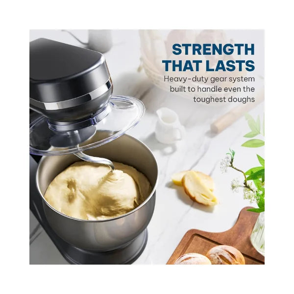 Blaupunkt Stand Mixer 1000W – 6-Speed with Pulse, 5L Stainless Steel Bowl, Dough Hook, Beater, Whisk, Metal Gear, Planetary Mixing, Splash Guard, Tilt Head, 2-Year Warranty