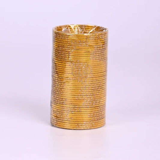 Glitter Bangles Set for Women – Traditional Stackable Bracelet Set, Lightweight Ethnic Jewelry for Wedding, Party & Festive Wear - yellow