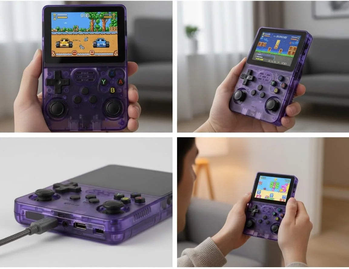 R36 Max Retro Handheld Game Console 4 Inch Full IPS Screen Built-in 18000+ Games Open Source Linux System & 64GB Memory Card Video Games 30+ Simulator Platform 4000mAh Battery