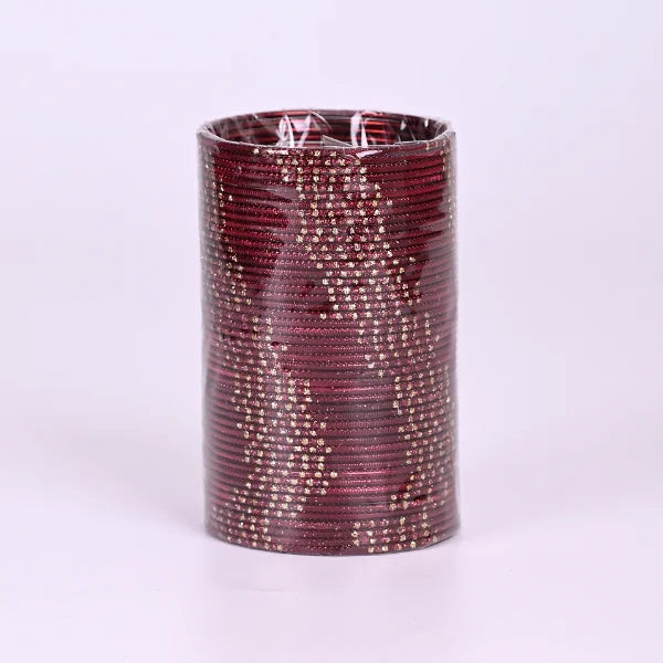 Glitter Bangles Set for Women – Traditional Stackable Bracelet Set, Lightweight Ethnic Jewelry for Wedding, Party & Festive Wear - Maroon