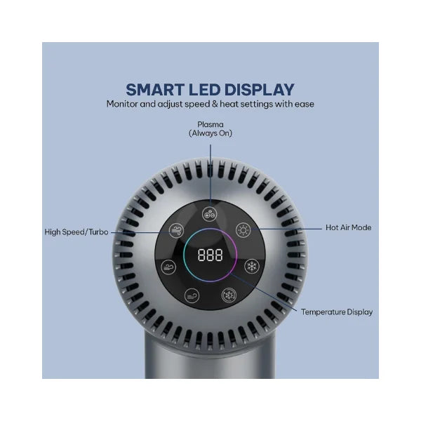 Blaupunkt Digital Hair Dryer 1600W – LED Display, Plasma Hair Care, 6 Temp Settings, Cool & Heat Modes, Magnetic Diffuser & Concentrator, BLDC Motor 110,000 RPM, Quick Drying, 2-Year Warranty