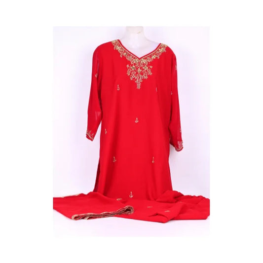 Embroidered Women’s Salwar Kameez Suit Set with Dupatta – Traditional Ethnic Dress for Wedding, Party & Festive Wear - Red