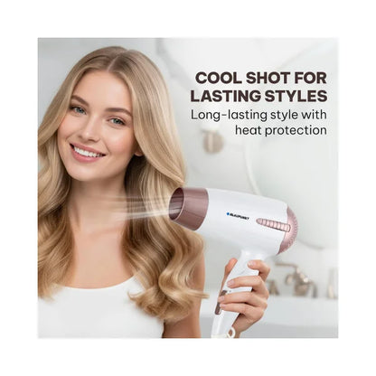 Blaupunkt Hair Dryer 1200W – 2 Heat, 1 Cool And 2 Speed Settings, Foldable Handle, Compact & Lightweight, Travel-Friendly Hair Dryer with Overheat Protection
