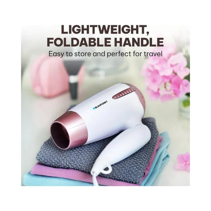 Blaupunkt Hair Dryer 1200W – 2 Heat, 1 Cool And 2 Speed Settings, Foldable Handle, Compact & Lightweight, Travel-Friendly Hair Dryer with Overheat Protection