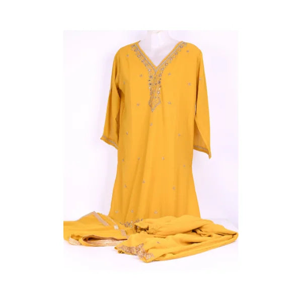 Embroidered Women’s Salwar Kameez Suit Set with Dupatta – Traditional Ethnic Dress for Wedding, Party & Festive Wear - yellow