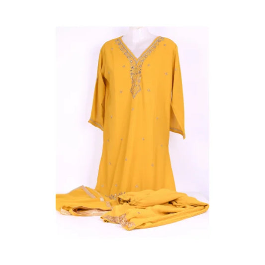 Embroidered Women’s Salwar Kameez Suit Set with Dupatta – Traditional Ethnic Dress for Wedding, Party & Festive Wear - yellow