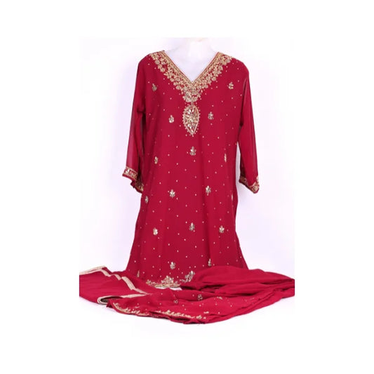 Embroidered Women’s Salwar Kameez Suit Set with Dupatta – Traditional Ethnic Dress for Wedding, Party & Festive Wear - Maroon