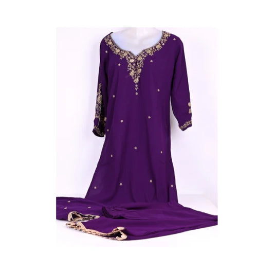 Embroidered Women’s Salwar Kameez Suit Set with Dupatta – Traditional Ethnic Dress for Wedding, Party & Festive Wear - purple