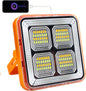 Portable Led Work Solar Light 100W, 10000LM Solar Work Light, IP66 Waterproof USB Portable Rechargeable Flood Light Job Site Lighting for Outdoor Car Repair Camping Emergency Worklight
