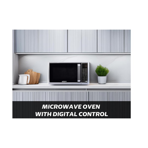 General Gold 25L Microwave Oven with Digital Control, 900W Power, Silver Finish with Grey Cavity, Compact and Efficient Design